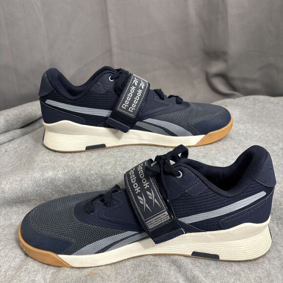 Reebok Shoes Men 11.5 Lifter PR II Cross Trainers Navy/Cold Grey/White CrossFit - Picture 1 of 8
